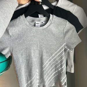 Aritzia TNA Ribbed Waist T-Shirt Set (Grey, Black, & White)